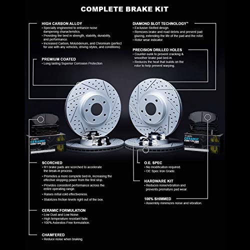 R1 Concepts Front Rear Brakes and Rotors Kit |Front Rear Brake pads| Brake Rotors and Pads| Euro Performance Sport Brake Pads and Rotors| Hardware Kit WBTH2-31014