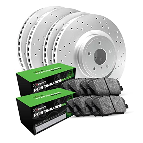 R1 Concepts Front Rear Brakes and Rotors Kit |Front Rear Brake Pads| Brake Rotors and Pads| Performance Sport Brake Pads and Rotors|fits 2014-2020 Tesla S, X