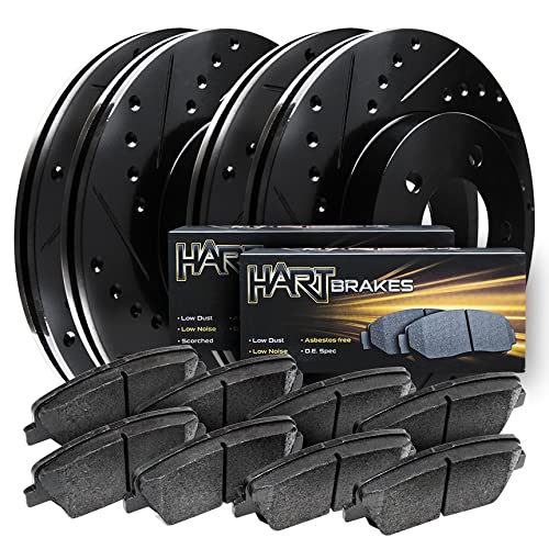 Hart Brakes Front Rear Brakes and Rotors Kit |Front Rear Brake Pads| Brake Rotors and Pads| Ceramic Brake Pads and Rotors - BHCC.44138.02