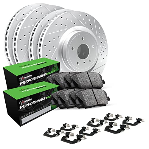 R1 Concepts Front Rear Brakes and Rotors Kit |Front Rear Brake Pads| Brake Rotors and Pads| Performance Sport Brake Pads and Rotors|fits 2006-2010 Lexus IS250
