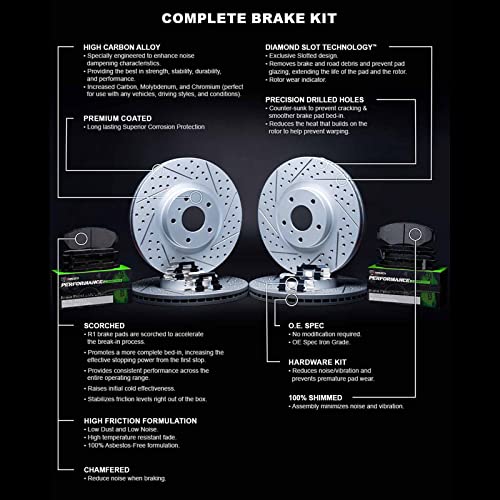 R1 Concepts Front Rear Brakes and Rotors Kit |Front Rear Brake Pads| Brake Rotors and Pads| Performance Sport Brake Pads and Rotors|fits 2006-2010 Lexus IS250