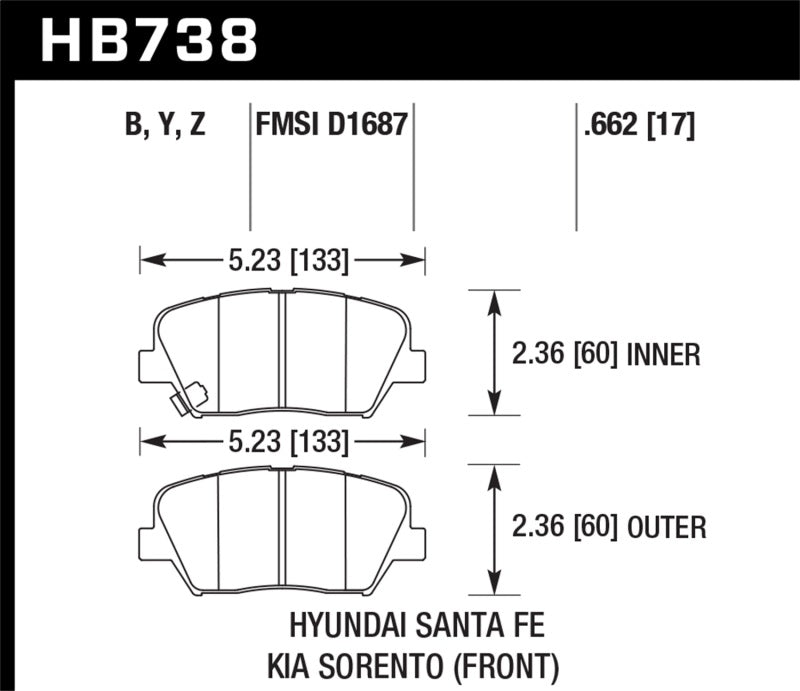 Hawk 14-15 Kia Rondo / 14-15 Kia Sorento LTS Street Front Brake Pads