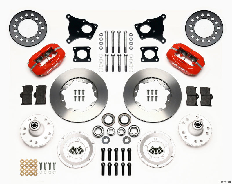 Wilwood Forged Dynalite Front Kit 11.00in Red AMC 71-76 OE Disc w/o Bendix Brakes