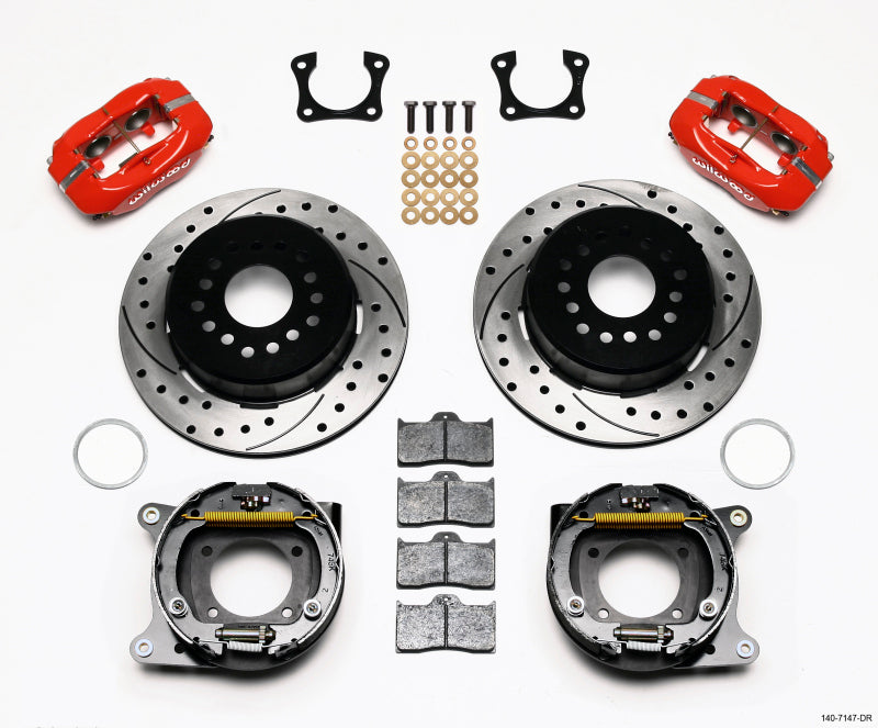 Wilwood Forged Dynalite P/S Park Brake Kit Drilled Red 58-64 Olds/Pontiac Ends