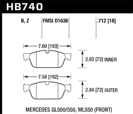 Hawk 13-16 Mercedes-Benz GL550 / 12-14 Mercedes-Benz ML550 Performance Ceramic Front Brake Pads