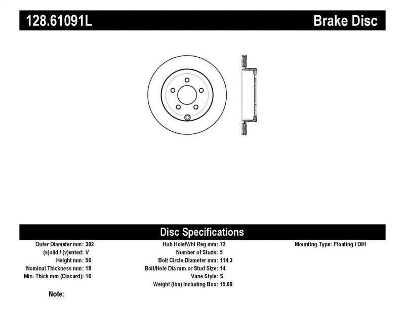 StopTech Drilled Sport Brake Rotor