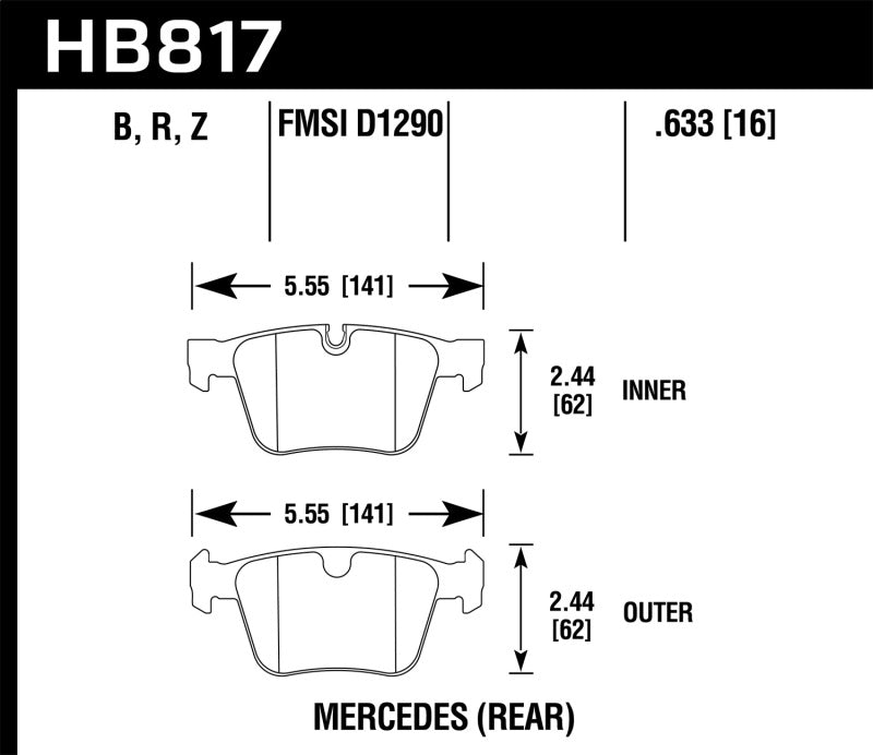Hawk 08-14 Mercedes-Benz CL63 AMG/CL65 AMG Performance Ceramic Street Rear Brake Pads