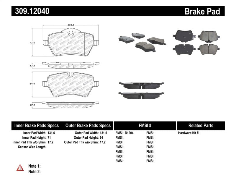 StopTech Performance 06-09 Mini Cooper/Cooper S Front Brake Pads