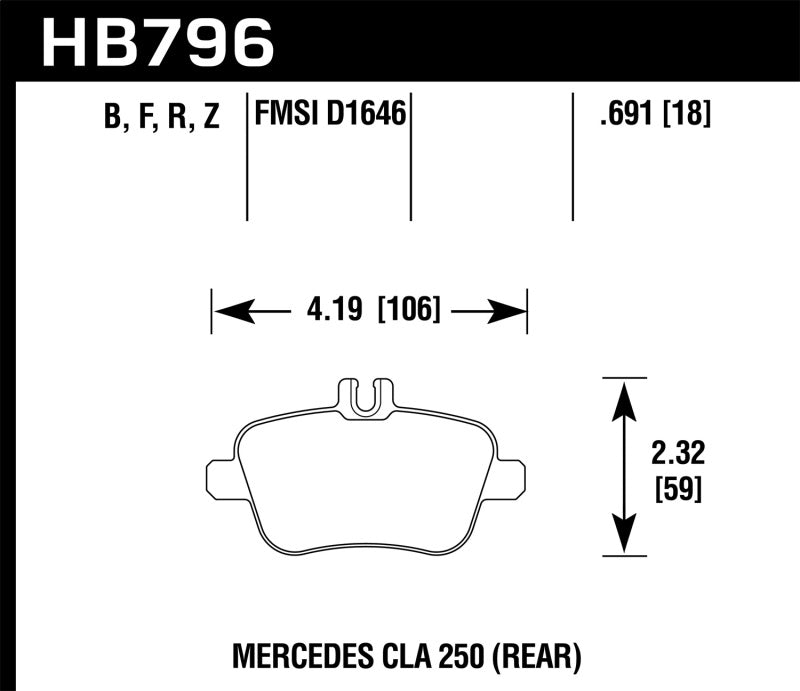 Hawk 14-17 Mercedes-Benz CLA 250 Performance Ceramic Street Rear Brake Pads