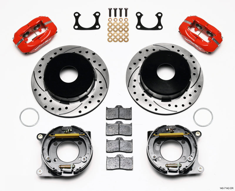 Wilwood Forged Dynalite P/S Park Brake Kit Drilled Red Big Ford 2.36in Offset Currie Blank