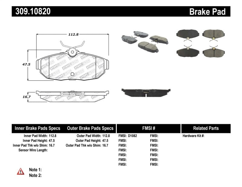 StopTech Performance 05-09 Ford Mustang Cobra/Mach 1 V6/GT / 10 Shelby/Shelby GT Rear Brake Pads