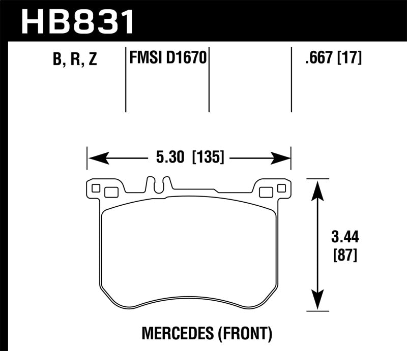Hawk 13-17 Mercedes-Benz SL550 Performance Ceramic Street Front Brake Pads