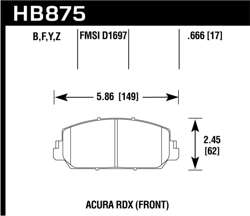 Hawk 14-17 Acura RDX/RLX HPS 5.0 Front Brake Pads
