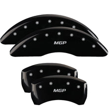 Load image into Gallery viewer, MGP 4 Caliper Covers Engraved Front &amp; Rear MGP Black Finish Silver Char 2016 Cadillac CT6