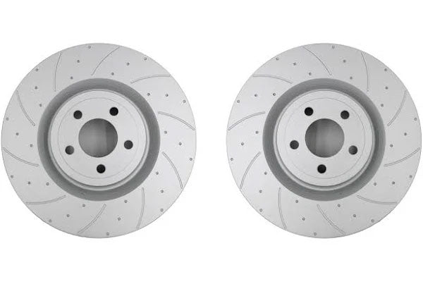 Pedders 2015+ Ford Mustang GT S550 w/ PP Front Drilled & Slotted Brake Rotors - Pair