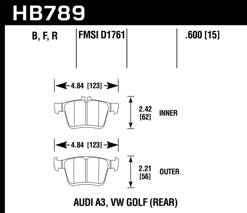 Hawk 15-17 Audi A3/A3 Quattro HPS Street Rear Brake Pads