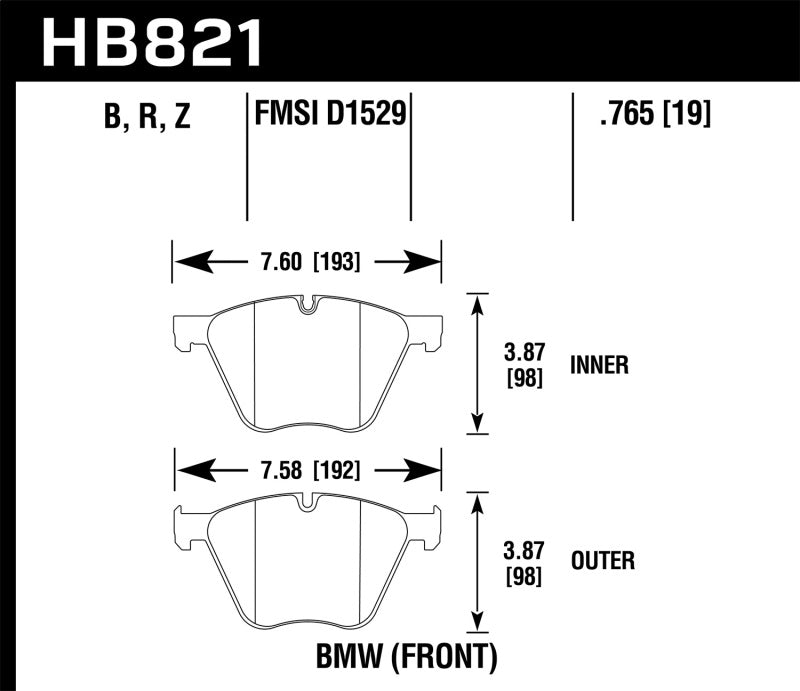 Hawk 10-15 BMW 760Li / 11-15 BMW B7 Alpina/B7 Alpina xDrive Performance Ceramic Front Brake Pads