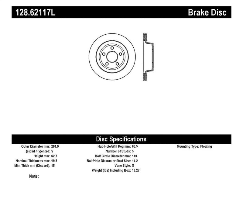 StopTech Drilled Sport Brake Rotor