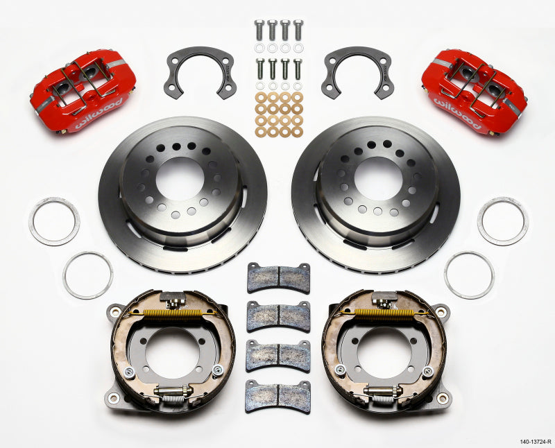 Wilwood Dynapro Low-Profile 11.00in P-Brake Kit - Red Ford 8.8 Special w/2.50in Offset-5 Lug