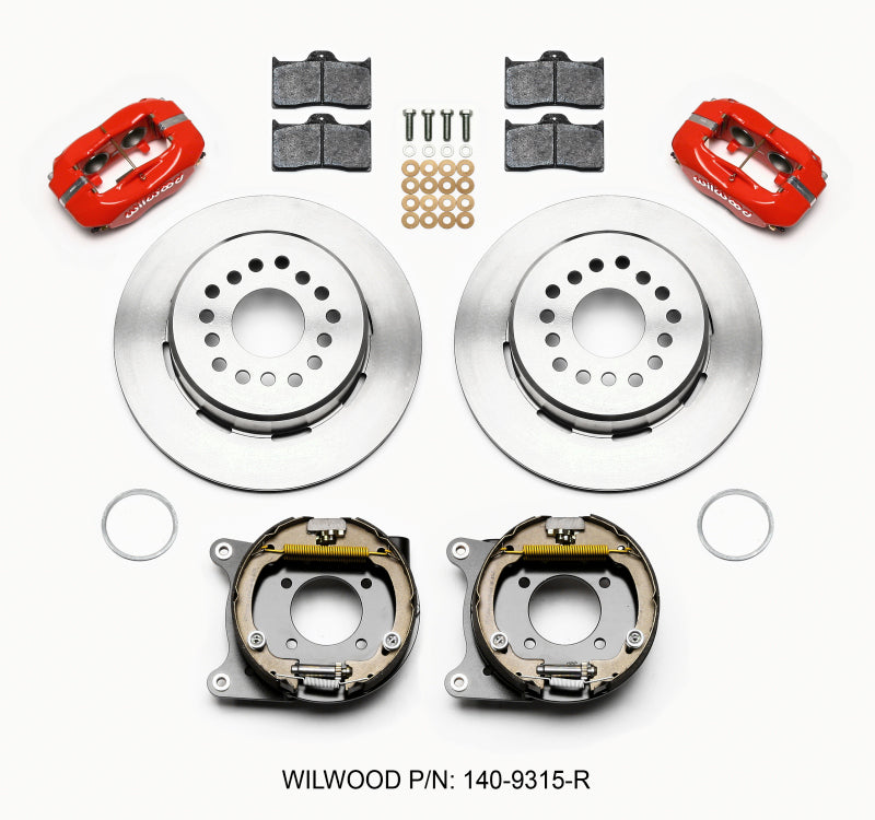 Wilwood Forged Dynalite P/S Park Brake Kit Red 12 Bolt 2.75in offset Staggered Shock