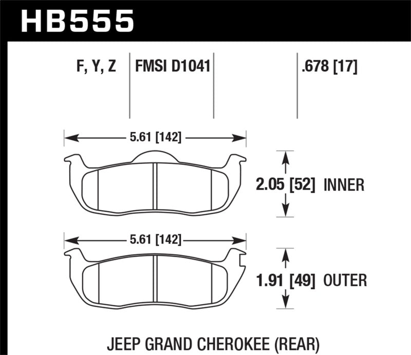 Hawk 06-09 Jeep Commander / 05-09 Grand Cherokee Rear Performance Ceramic Street Brake Pads