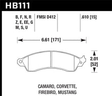 Load image into Gallery viewer, Hawk 94-04 Mustang Cobra / 88-96 Corvette / 88-92 Camaro w/HD Brakes Front Blue 9012 Race Brake Pads