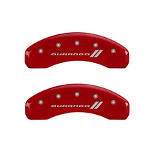 Load image into Gallery viewer, MGP Caliper Covers 12193SDGORD Durango ll Engraved Caliper Cover with Red Powder Coat Finish and Silver Characters, (Set of 4)