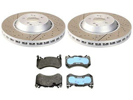 SHW Performance Made in Germany OEM Front Brake Kit 2-Piece Composite X-Drilled Slotted 360mm Vented 36mm Thick 5 Lugs Disc Rotors and Genuine Pad Set For Mercedes-Benz C218 CLS63 AMG S W212 E63 AMG S