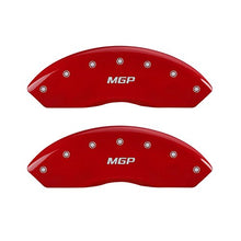 Load image into Gallery viewer, MGP Caliper Covers 16077SMGPRD &#39;MGP&#39; Engraved Caliper Cover with Red Powder Coat Finish and Silver Characters, (Set of 4)