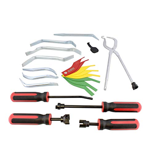 ABN Brake Drum Tool Kit 15-Piece Service Brake Kit with Spring Pliers, Brake Spoons, Pad Gauge, Brake Spring Tool
