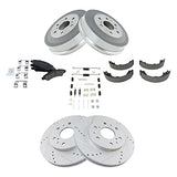 TRQ Performance Front Ceramic Brake Pad Rotor Rear Drum Shoe & Hardware Kit