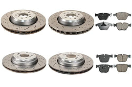 SHW Performance Made in Germany OEM Front 360mm & Rear 350mm Drilled Lightweight Composite High Carbon Alloy Vented Brake Disc Rotors Akebono Ceramic Pads Kit For BMW E82 1 Serie M E90 E91 E92 E93 M3