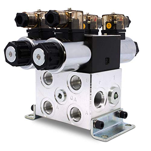 Electric Hydraulic Double Acting Directional Control Valve, 2 Spool, 15 GPM (A Spool, Controls Double Acting Cylinders, 12 Volt)