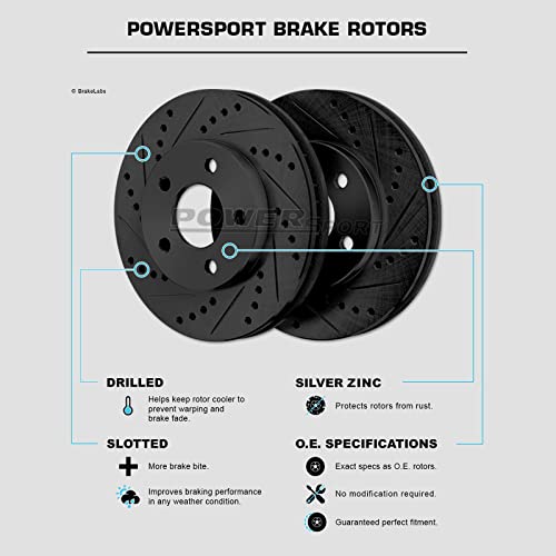 PowerSport Front Rear Brakes and Rotors Kit |Front Rear Brake Pads| Brake Rotors and Pads| Ceramic Brake Pads and Rotors |fits 2012-2018 Audi A6, A6 Quattro, A7, A8 Quattro