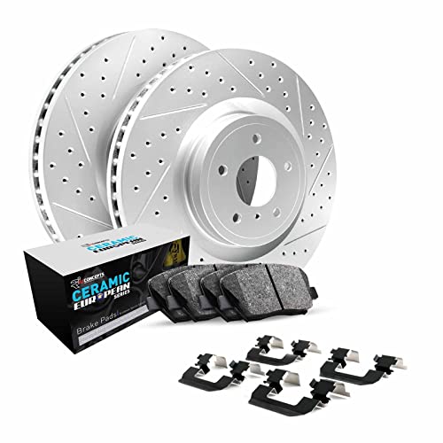 R1 Concepts Front Brakes and Rotors Kit |Front Brake Pads| Brake Rotors and Pads| Euro Performance Sport Brake Pads and Rotors| Hardware Kit WBTH1-31250