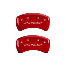 Load image into Gallery viewer, MGP Caliper Covers 12162SCHBRD Red Brake Covers Fits 2011-2020 Dodge Charger (Dual Piston Front Caliper) Engraved with Charger (Block) Front/Rear Covers; Set of 4