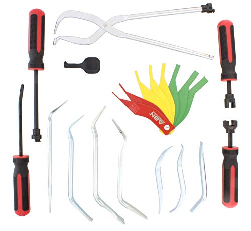ABN Brake Drum Tool Kit 15-Piece Service Brake Kit with Spring Pliers, Brake Spoons, Pad Gauge, Brake Spring Tool