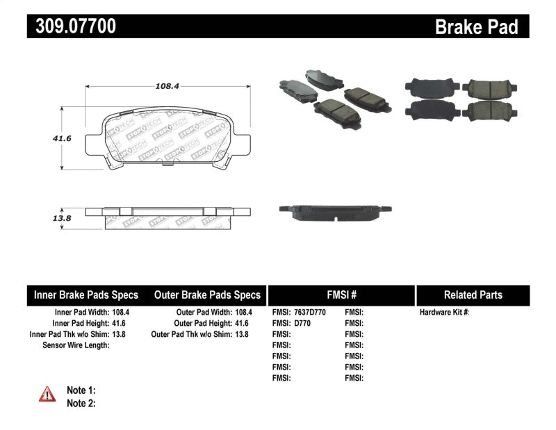 StopTech Performance 02-03 WRX Rear Brake Pads