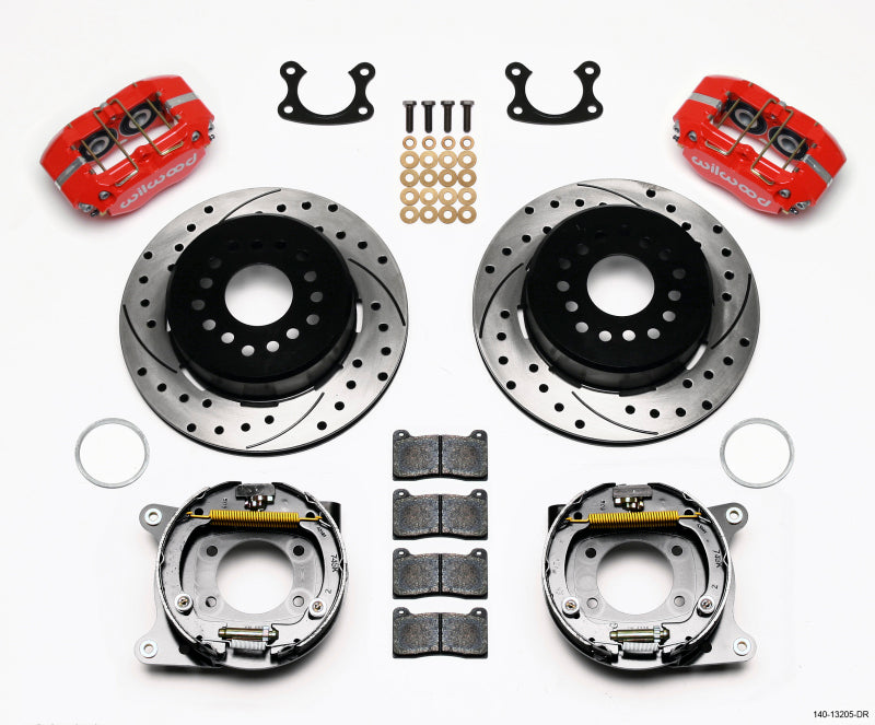 Wilwood Dynapro Dust-Boot P/S Park Brake Kit Drilled Red Small Ford 2.66in Offset