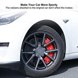 Caliper Covers for Tesla Model Y 2020 2021 2022, Fit 19 inch 20 inch wheel, Dual Piston Caliper, Red Front Rear Aluminum Car Wheel Disc Brake Caliper Cover