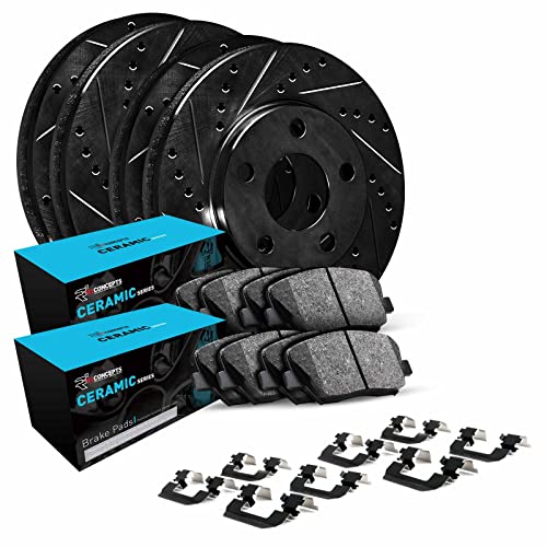 R1 Concepts Front Rear Brakes and Rotors Kit |Front Rear Brake Pads| Brake Rotors and Pads| Ceramic Brake Pads and Rotors |Hardware Kit|fits 2005-2022 Chrysler 300; Dodge Challenger, Charger, Magnum