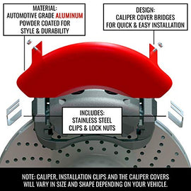 MGP Caliper Covers Caliper Cover Compatible with 2005-2010 Jeep Grand Cherokee and 2006-2010 Jeep Commander, Red Brake Caliper Covers, Jeep Logo Engraved with Silver (4-Pack) 42020SJEPRD
