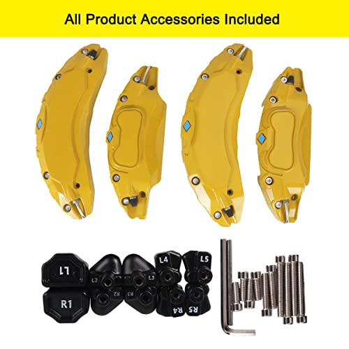 YOSAYUSA Car Caliper Covers for Tesla Model 3, 18"(235/45) 19"(235/40) Wheel Hub Car Brake Calliper Protector, for 2017-2023 Model 3, Set of 4 Car Callipers Cover Model 3 Accessories Yellow