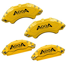 AOOA Brake Disc Yellow with Black Character Caliper Cover Powder Coating Fits Chevrolet Silverado 2019-2021(set of 4)