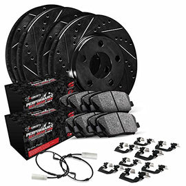R1 Concepts Front Rear Brakes and Rotors Kit |Front Rear Brake Pads| Brake Rotors and Pads| Performance Off-Road Brake Pads and Rotors | Hardware Kit and Sensor WHVS2-47001