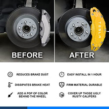 Load image into Gallery viewer, Caliper Covers Set of 4 Compatible with Tesla Model Y Accessories, 2017-2022 19 20 Inch Wheel Hub Front and Rear Brake Caliper Covers，Fit For Tesla Model Y Yellow Brake Caliper (Not Fit Tesla Model 3)