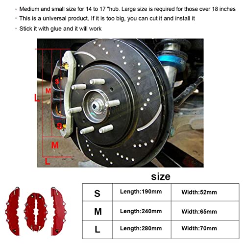 Brake Caliper Cover - Brake Caliper Covers Front & Rear Kits - Rear Brake Caliper Cover Guard Protector Cover Universal for Front and Rear Wheel Hub Assessoires Asaim, Red