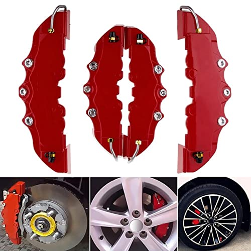 Brake Caliper Cover - Brake Caliper Covers Front & Rear Kits - Rear Brake Caliper Cover Guard Protector Cover Universal for Front and Rear Wheel Hub Assessoires Asaim, Red