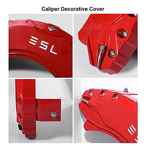 Caliper Covers for Tesla Model Y 2020 2021 2022, Fit 19 inch 20 inch wheel, Dual Piston Caliper, Red Front Rear Aluminum Car Wheel Disc Brake Caliper Cover