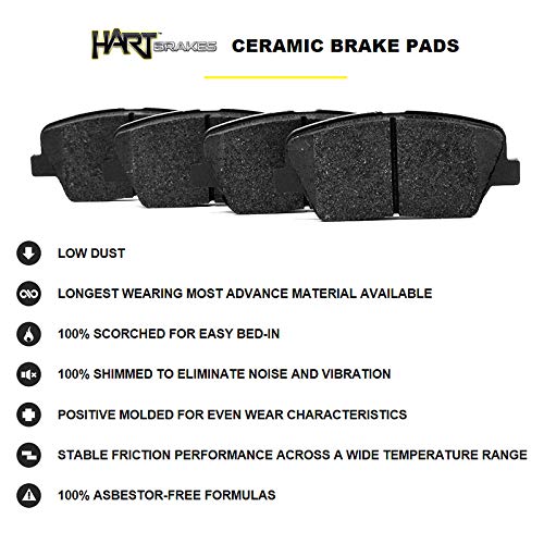 Hart Brakes Front Rear Brakes and Rotors Kit |Front Rear Brake Pads| Brake Rotors and Pads| Ceramic Brake Pads and Rotors| fits 2014-2020 Escalade,Silverado,Suburban,Tahoe;Sierra,Yukon(Exc Heavy Duty)